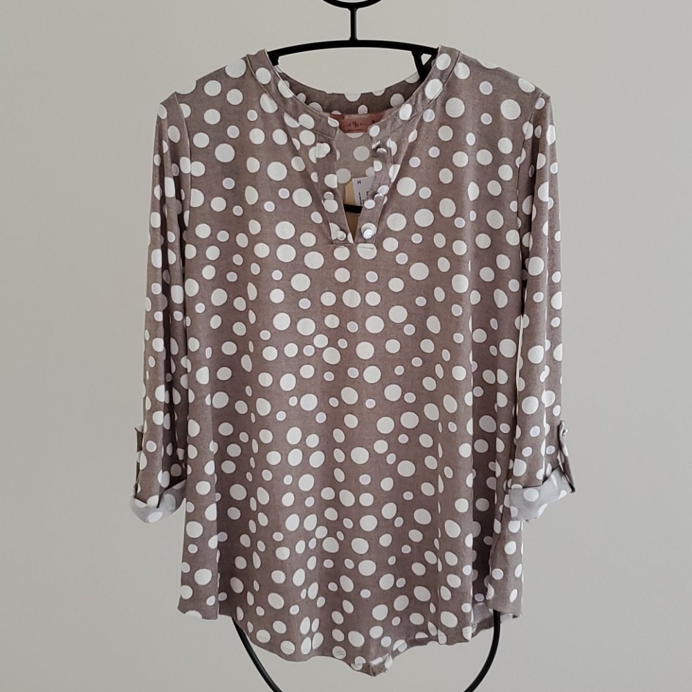 SJS * Split neck tunic, tab sleeves